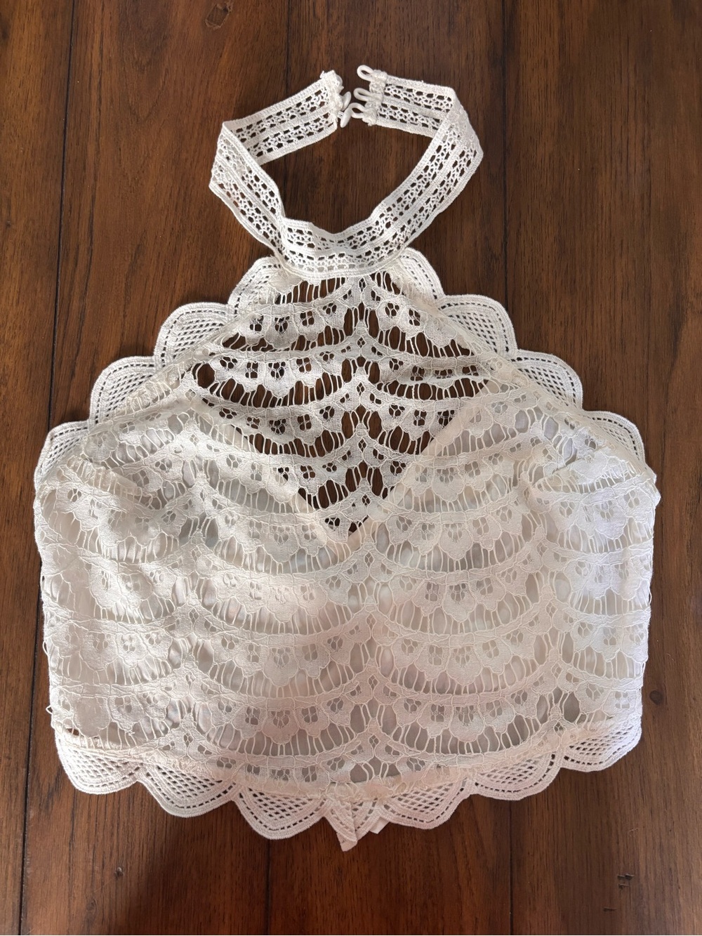 Blue Blush Women’s White Crochet Halter Lace Crop Top